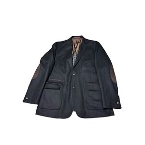 Kroon Ritchie Aim Stretch Black Wool Cashmere‎ Blazer Elbow Patches Mens 44L